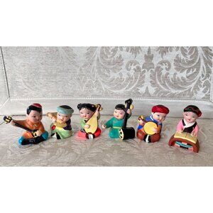Vintage Figurines Chinese Children Playing Musical Instruments Set of 6